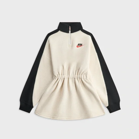 Kith Kids for Nike Fleece Dress in Sail Heather Youth Size XL Swoosh Logo FW25